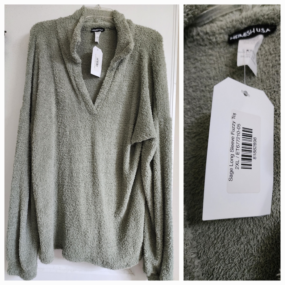 💚Hemish Sage Green Fuzzy Women's Sweater